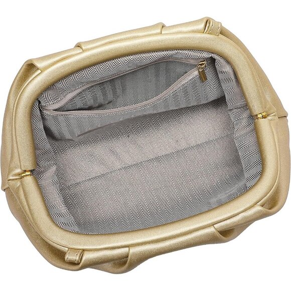 🆕Women's Gold PU Leather Soft Clutch Purse Formal Elegant Evening Bag Luxurious - Picture 8 of 9